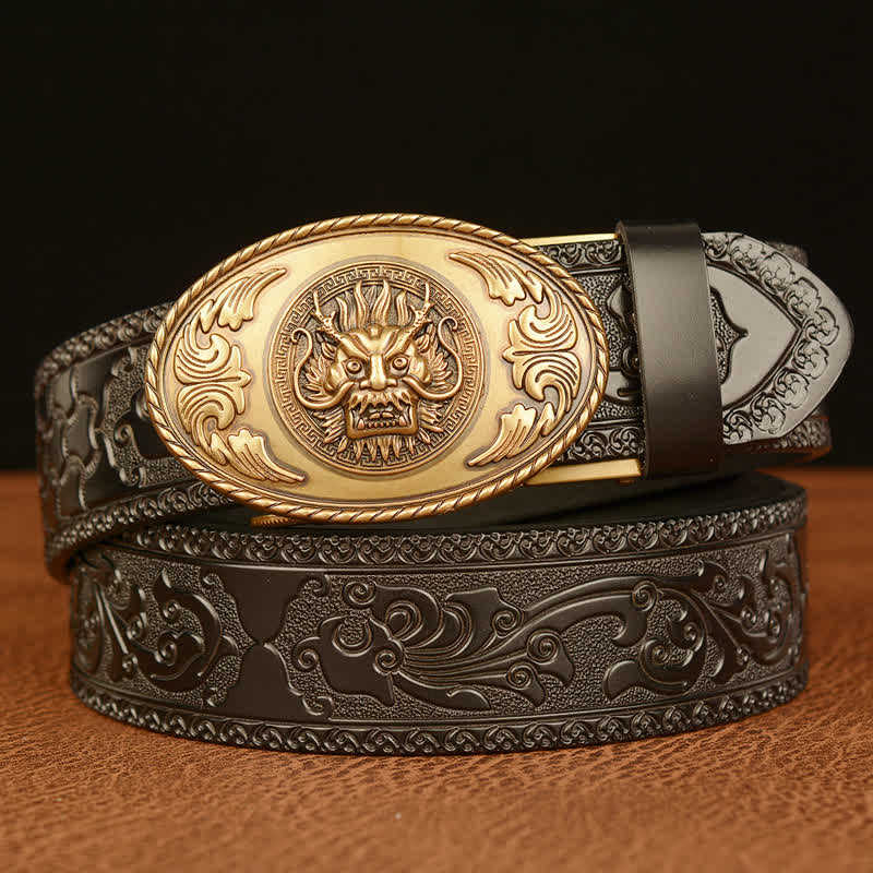 Cintura in pelle con fibbia ellittica a forma di drago da uomo - Oro e nero - 46 - image 10