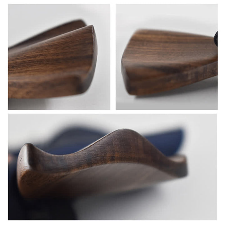Set di 4 papillon in legno nero vintage da uomo - image 4