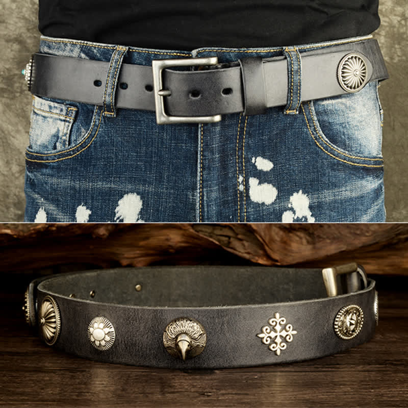 Cintura da uomo in pelle con borchie in metallo pesante punk