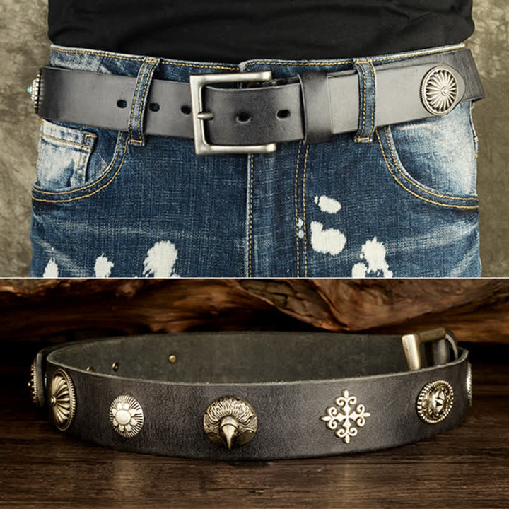 Cintura da uomo in pelle con borchie in metallo pesante punk
