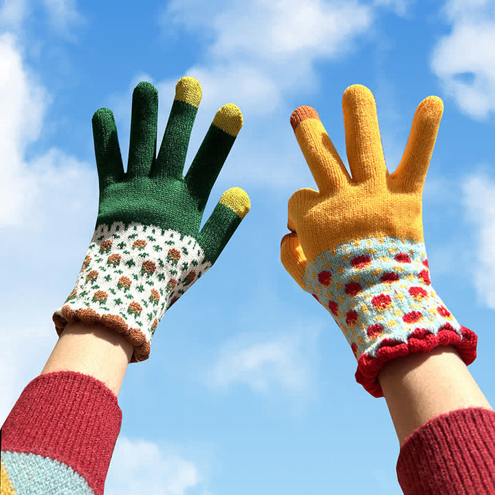 Guanti da giardinaggio con dita intere da donna, in maglia, con touch screen