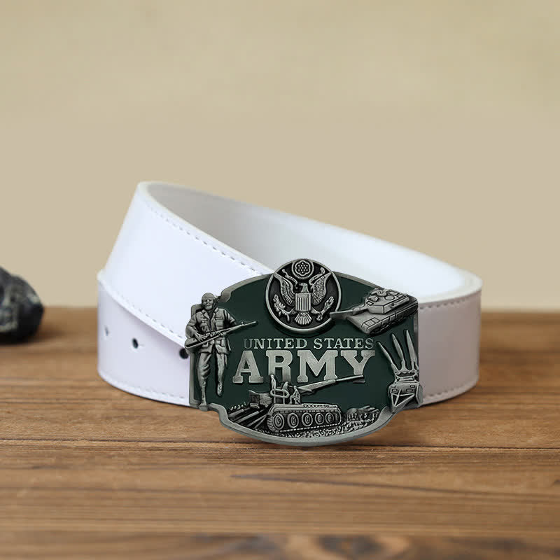 Cintura in pelle fai da te da uomo con fibbia da carro armato dell'esercito degli Stati Uniti