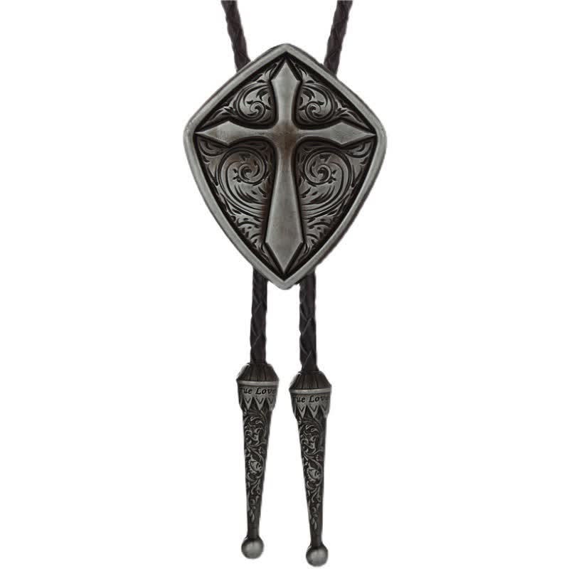 Cravatta Bolo con Scudo Romano e Croce Incisa Antica - Argento antico - image 5