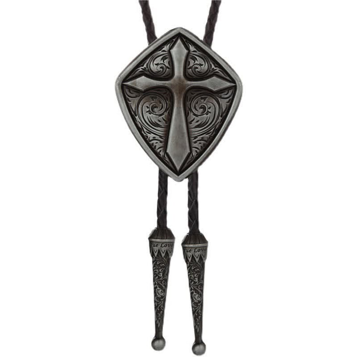 Cravatta Bolo con Scudo Romano e Croce Incisa Antica - Argento antico - image 5