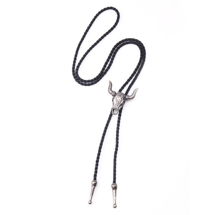 Cravatta Bolo Vintage in Stile Nativo con Testa di Toro