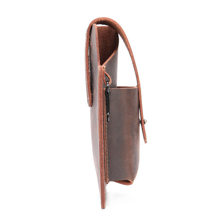 Borsa a tracolla in pelle Crazy Horse minimalista per telefono - image 4