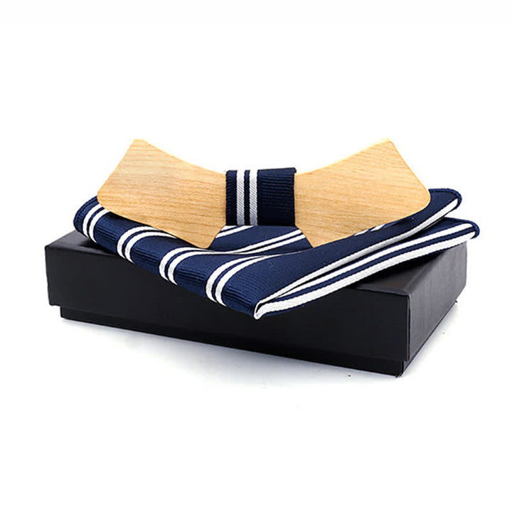 Set di 2 papillon in legno a forma di colletto da uomo