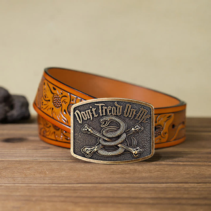 Cintura in pelle con fibbia Attitude Skull Rattlesnake fai da te da uomo