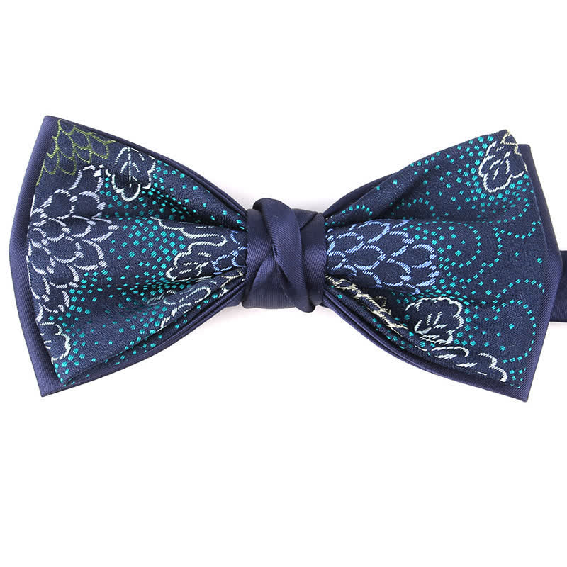 Papillon elegante da uomo con motivo floreale botanico - Blu #4 - image 16