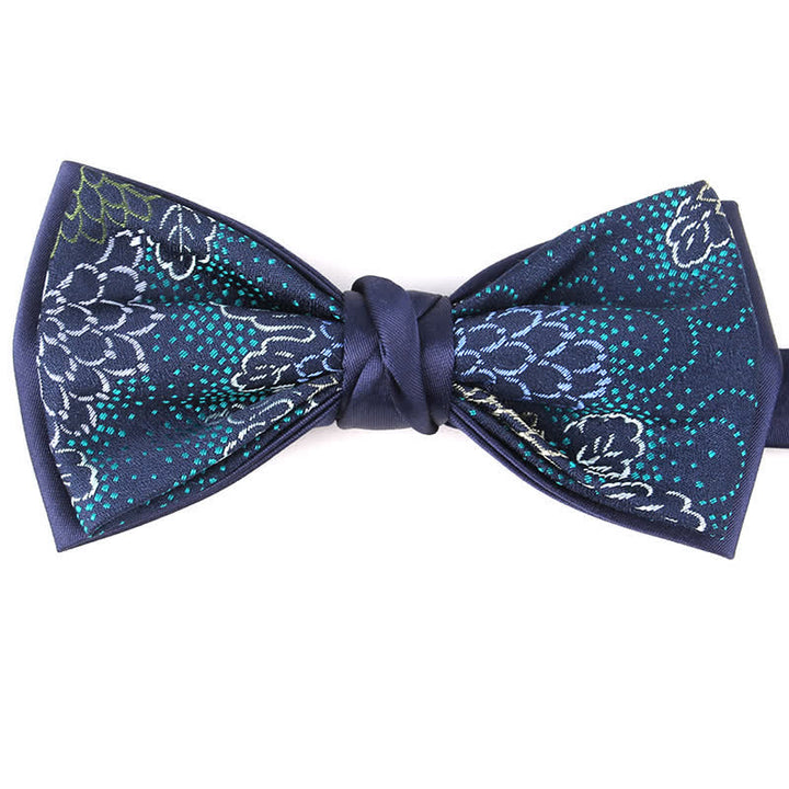Papillon elegante da uomo con motivo floreale botanico - Blu #4 - image 16