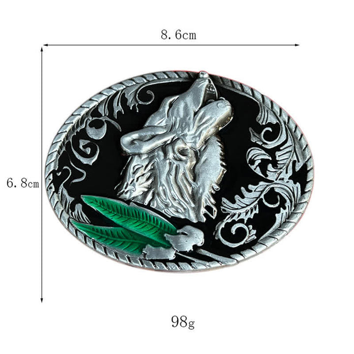Cintura in pelle con fibbia a forma di testa di lupo ululante fai da te da uomo