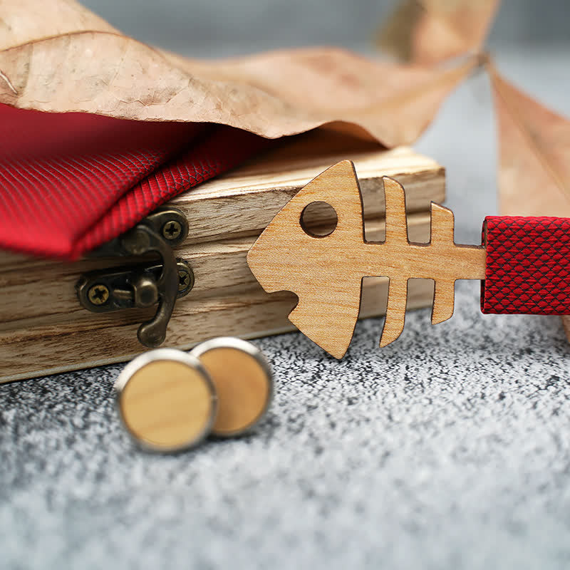 Set di 3 papillon in legno a spina di pesce da uomo - image 3