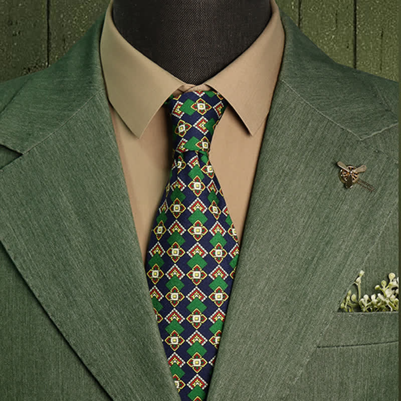 Cravatta geometrica con medaglione di lusso da uomo - image 0