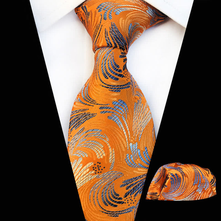Set di 2 cravatte floreali con onde che schizzano da uomo - Arancione e giallo - image 1