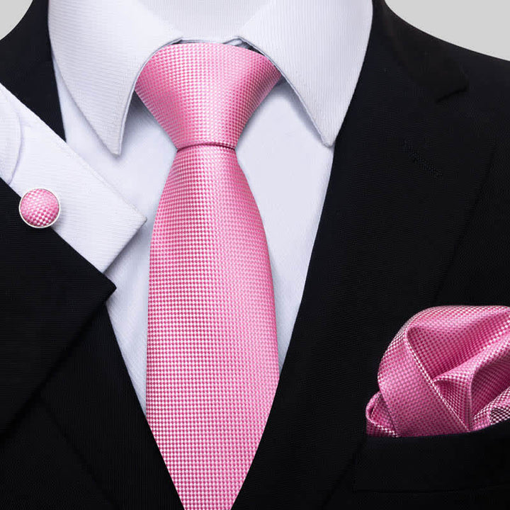 Set di 3 cravatte da uomo in tinta unita rosa brillante