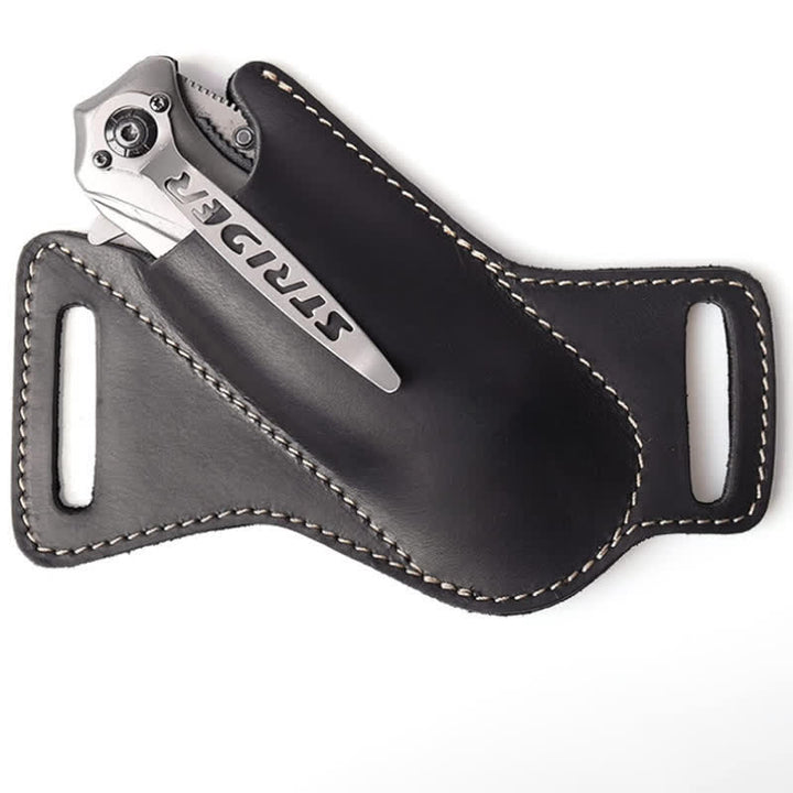 EDC Coltello pieghevole Fodero Fondina in pelle Cintura Borsa