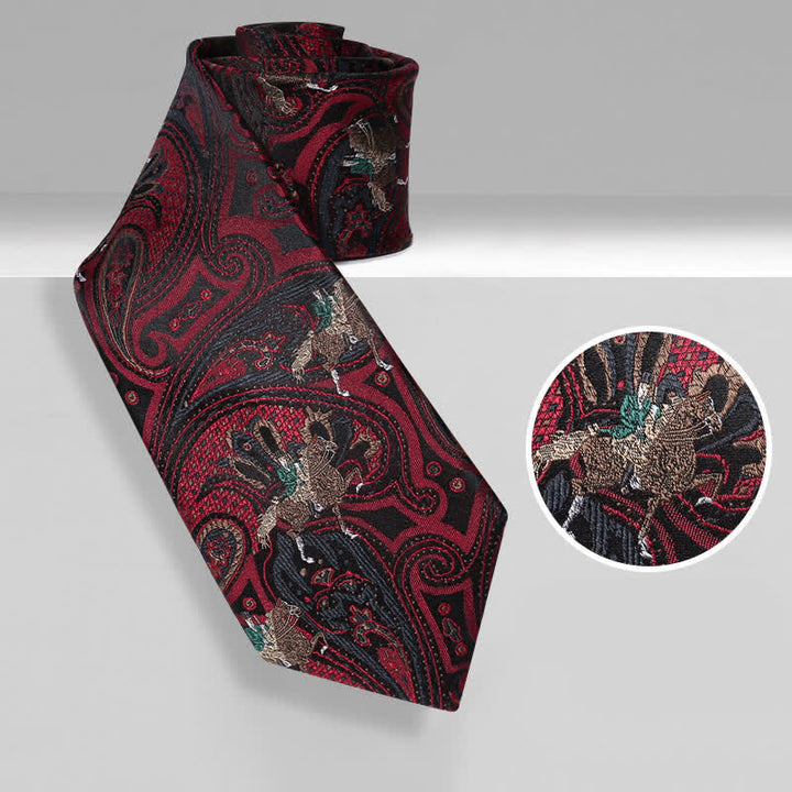 Cravatta da uomo bordeaux con motivo Paisley da equitazione - Borgogna - image 0