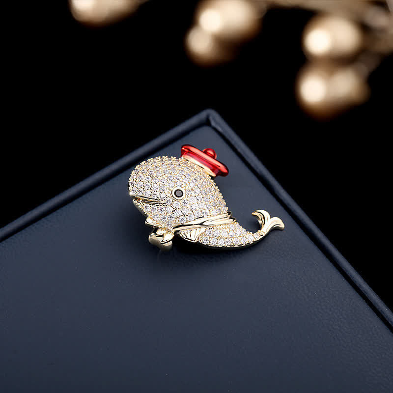 Spilla balena con strass marini da donna