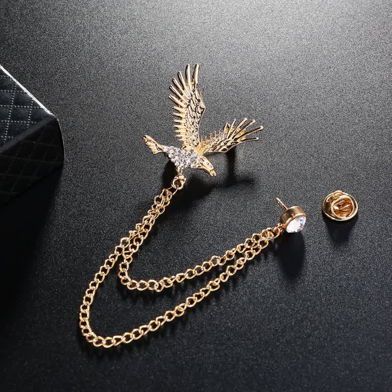 Spilla da uomo con aquila in volo e strass