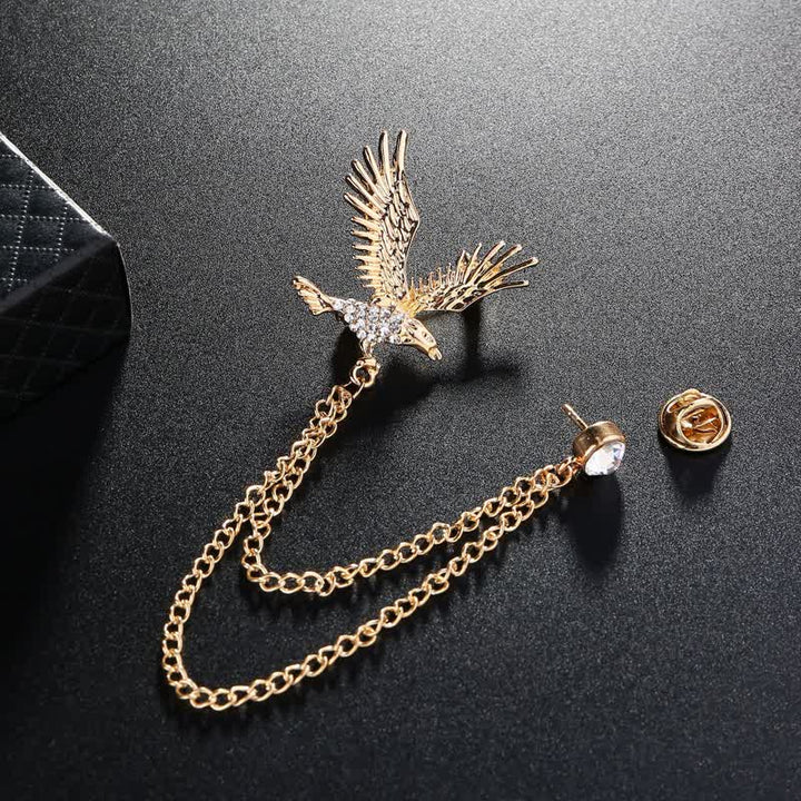 Spilla da uomo con aquila in volo e strass