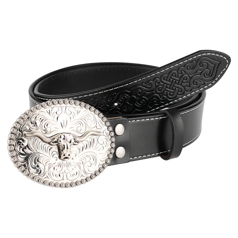 Cintura in pelle da uomo con piuma incisa Bull Jeans