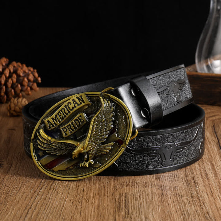Cintura in pelle da uomo American Pride Bald Eagle