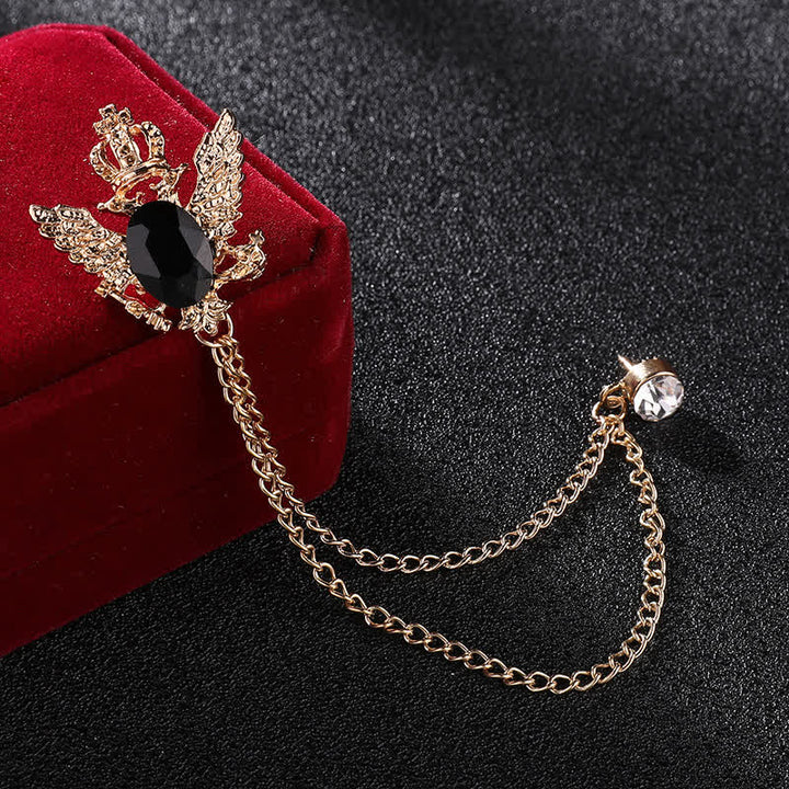 Spilla a catena con corona di re aquila da uomo