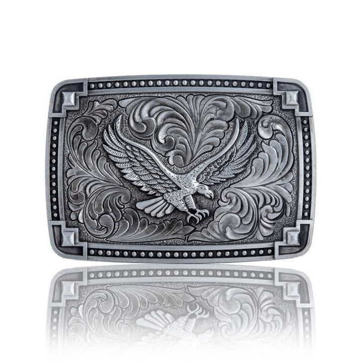 Cintura in pelle con fibbia "Soaring Eagle In Dreamy Sky" fai da te da uomo - Argento antico - Senza cintura - image 3