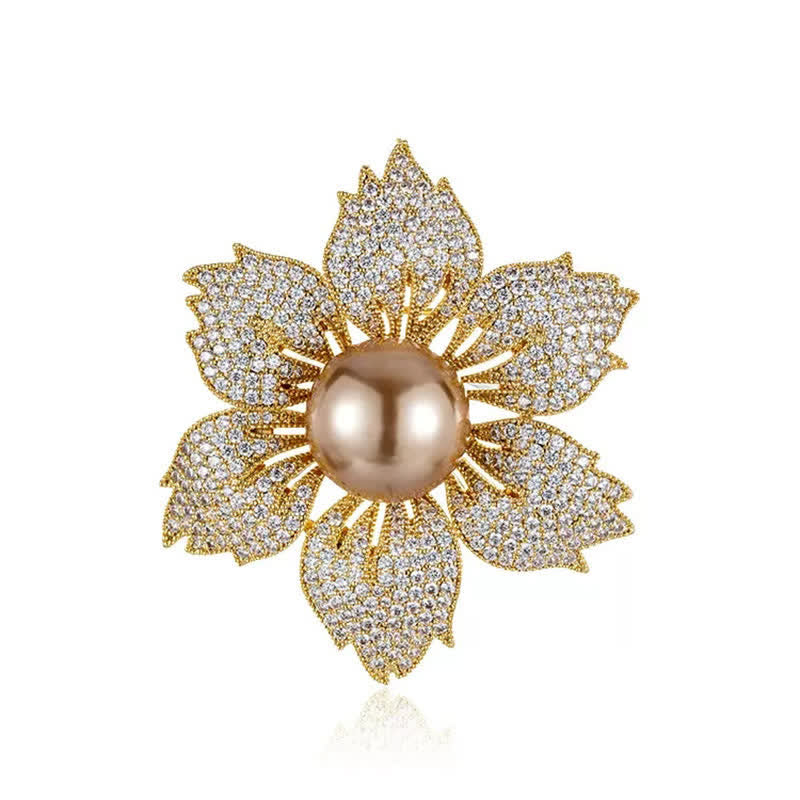 Spilla Bauhinia di lusso con perle brillanti da donna
