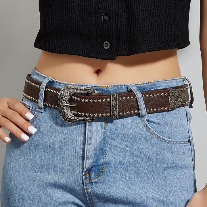 Cintura in pelle con rivetti stile punk da donna