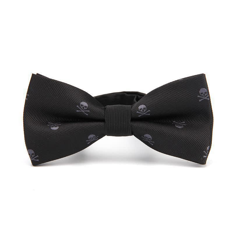 Papillon da uomo con ossa incrociate e scheletro di Halloween - Nero e grigio - image 1