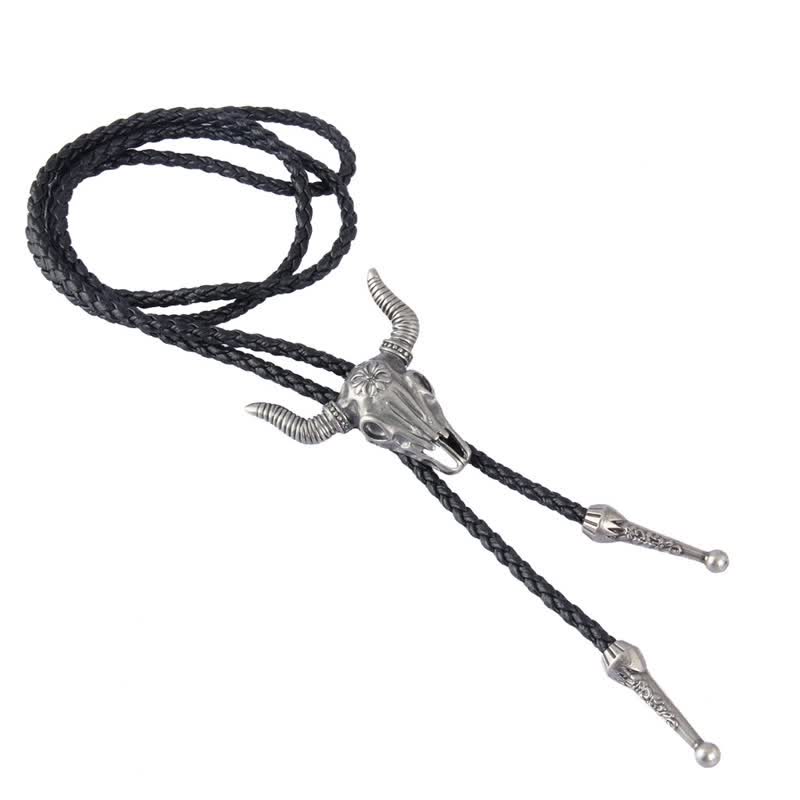Cravatta Bolo Vintage in Stile Nativo con Testa di Toro