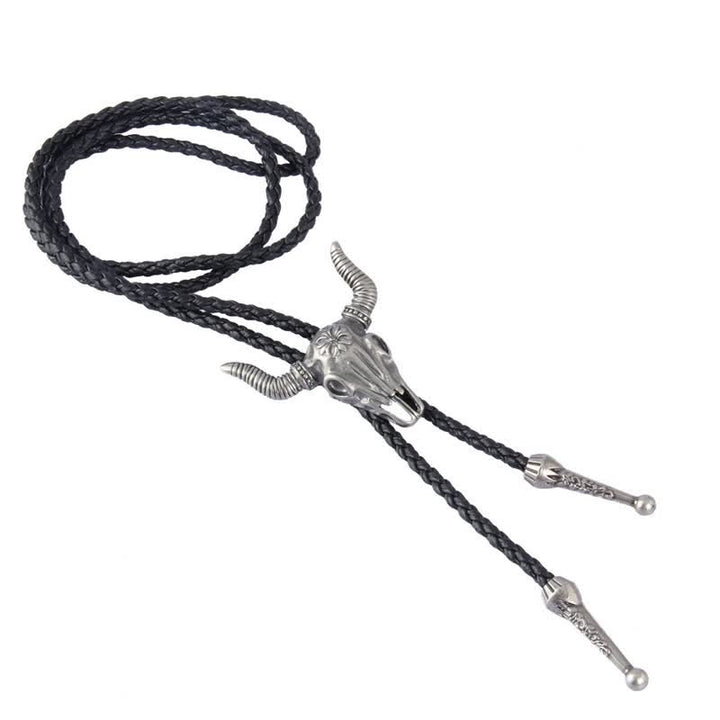 Cravatta Bolo Vintage in Stile Nativo con Testa di Toro