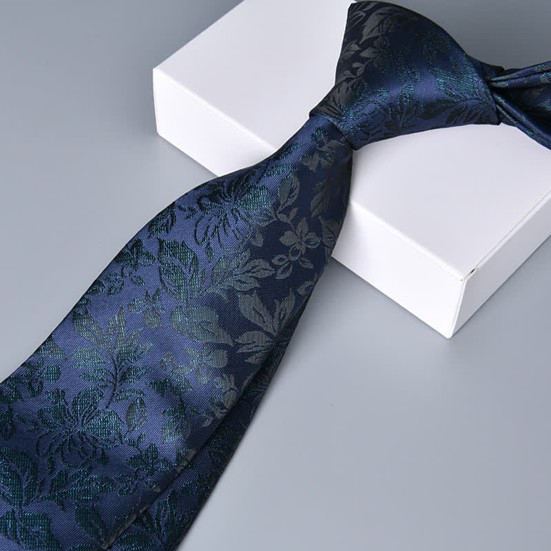 Cravatta botanica con foglie novità da uomo MidnightBlue