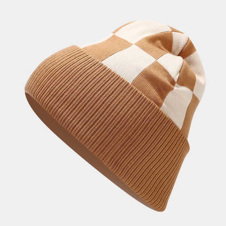 Set di 3 cappelli, sciarpe e guanti a quadri a scacchi unisex