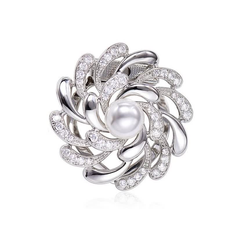 Spilla con fibbia floreale a forma di crisantemo da donna - Argento - image 4