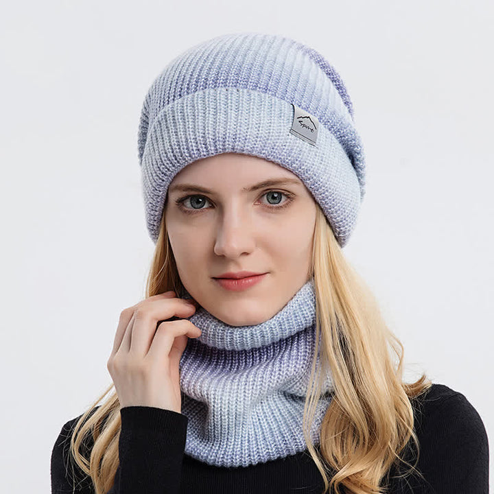 Set di 2 cappelli e sciarpe elastici con gradiente di colore