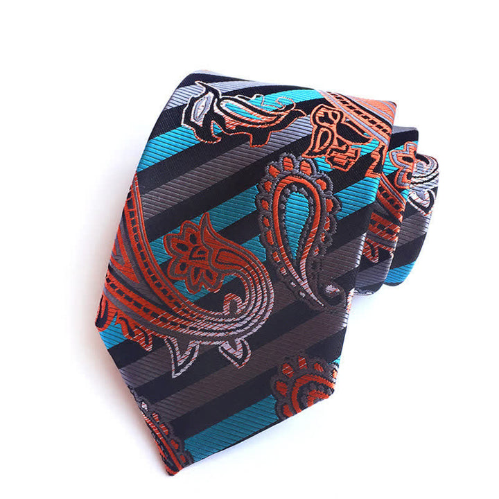 Cravatta Paisley Ingenious da uomo, celeste e arancione