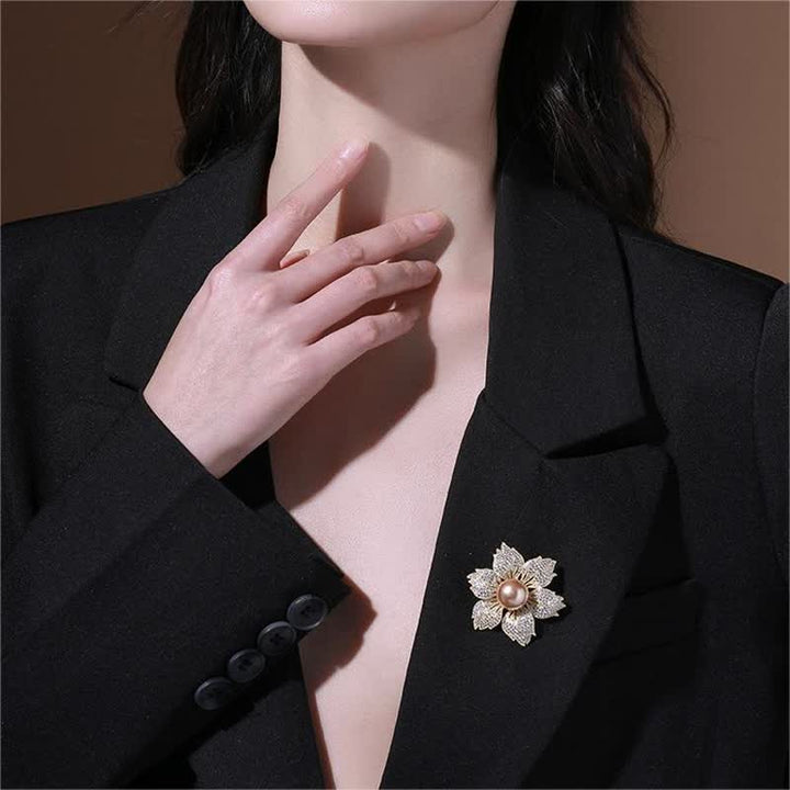 Spilla Bauhinia di lusso con perle brillanti da donna