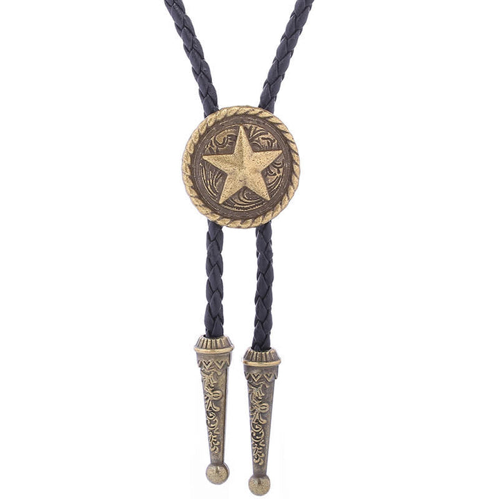 Cravatta Bolo in pelle intrecciata a forma di stella a cinque punte