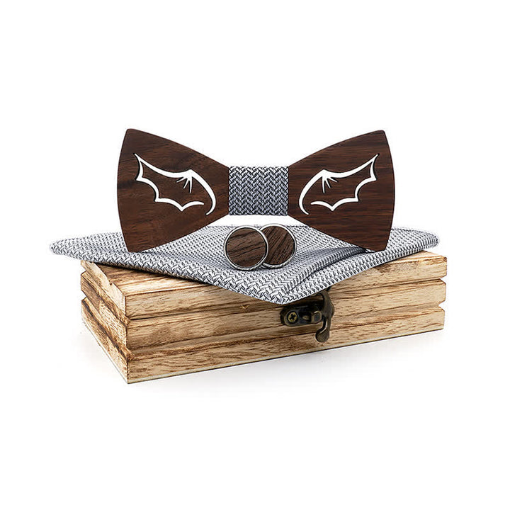 Set di 3 papillon in legno con ali di demone da uomo