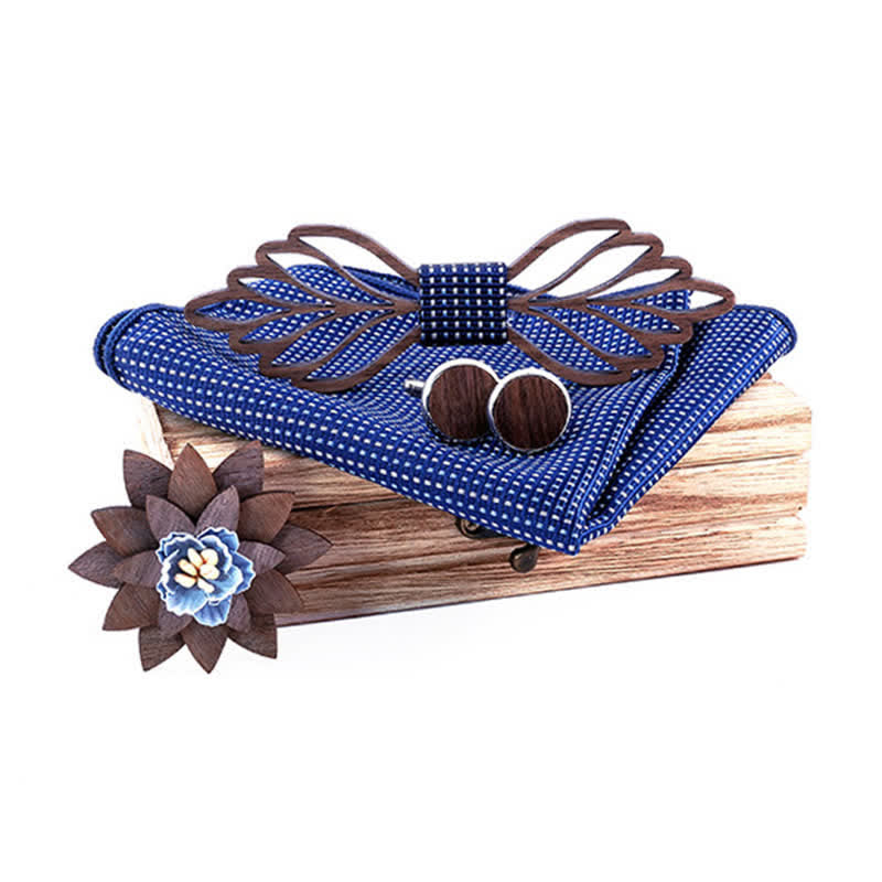 Set di 4 papillon in legno a forma di foglie cave da uomo - Linea della Marina - image 8