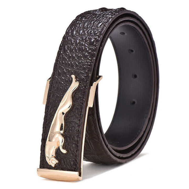 Cintura in pelle con fibbia leopardata di lusso da uomo