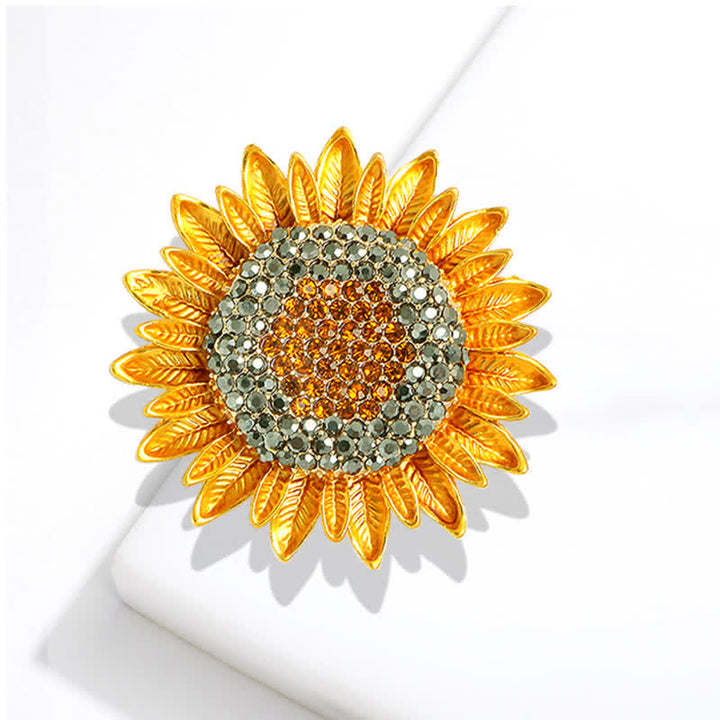 Spilla da donna con strass e girasole giallo