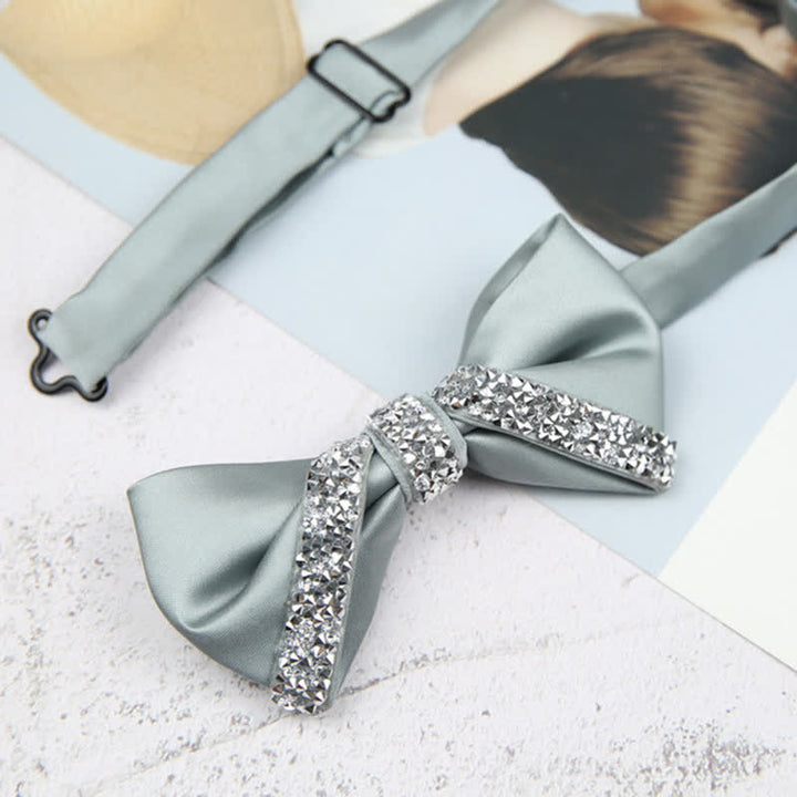 Papillon da sposa con strass scintillanti da uomo - Grigio - image 6