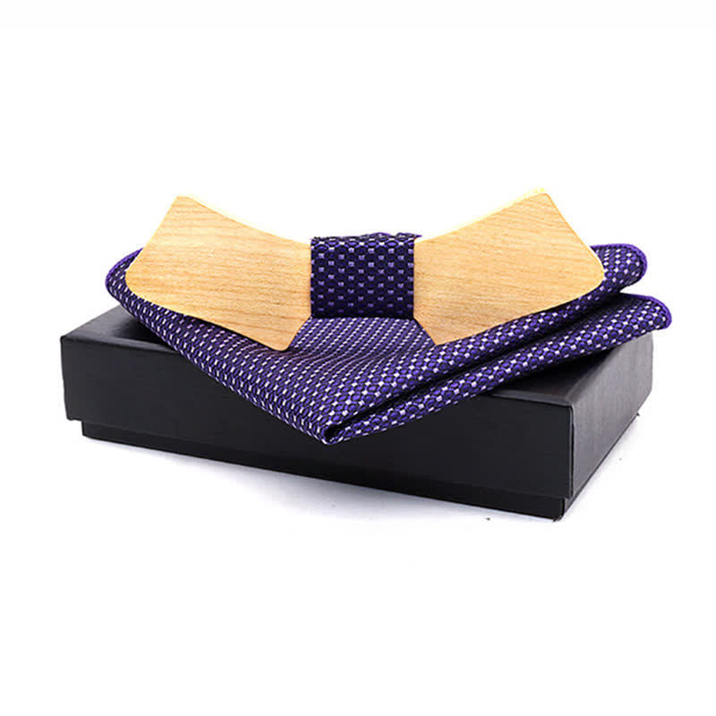 Set di 2 papillon in legno a forma di colletto da uomo - Controllo viola - image 11