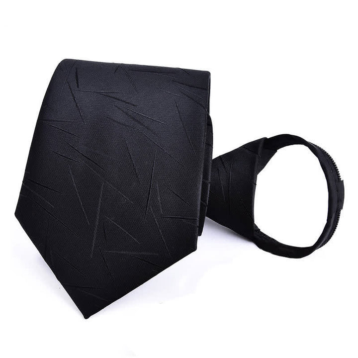 Cravatta a righe a quadri con cerniera da uomo - Nero irregolare - image 17