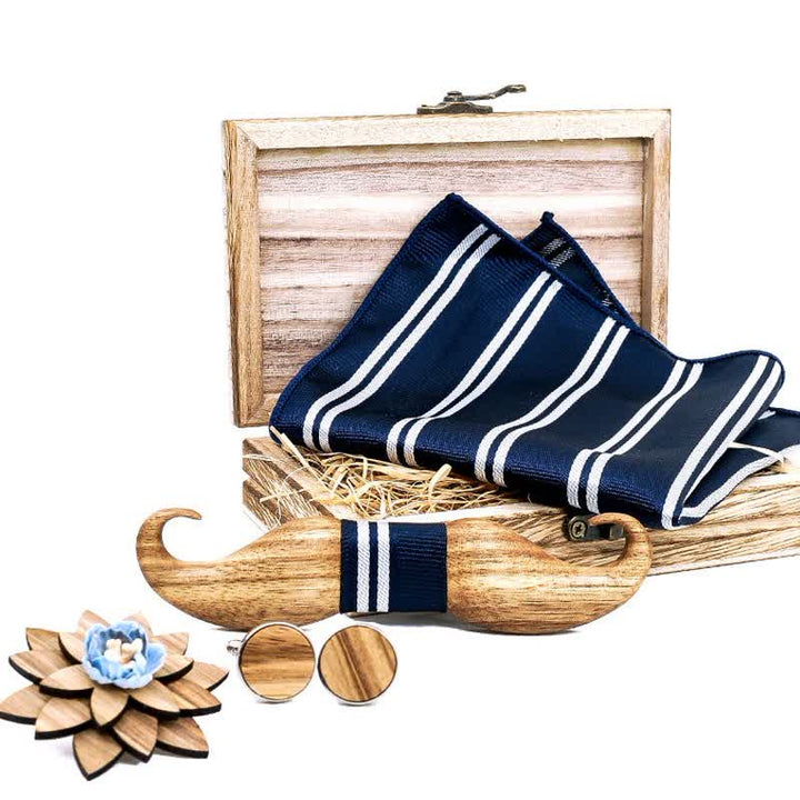 Set di 4 papillon in legno con baffi Burlywood da uomo - image 2