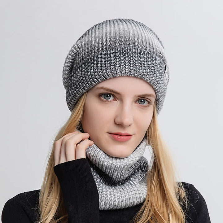 Set di 2 cappelli e sciarpe elastici con gradiente di colore