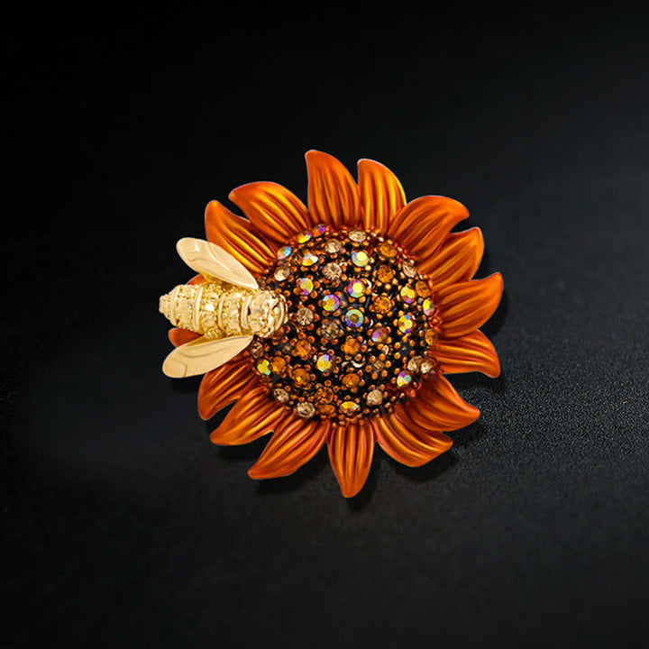 Spilla da donna con ape adorabile e girasole vivido